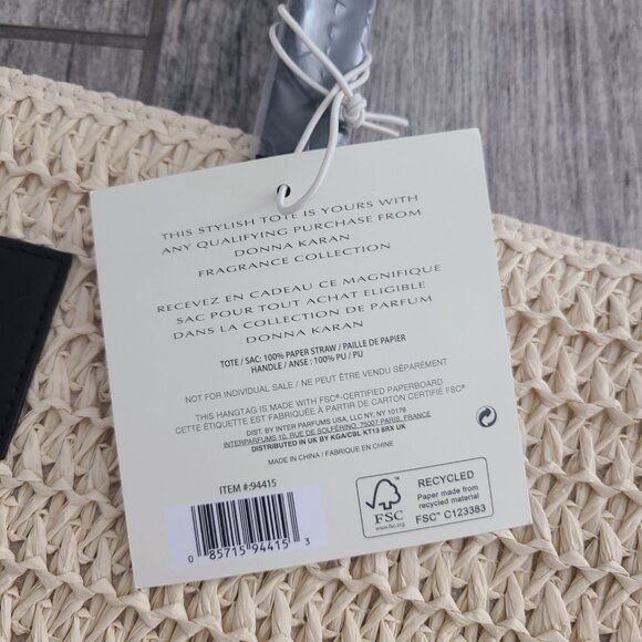 Donna Karan Cashmere Mist Collection Straw Tote Bag New with Tags - Picture 3 of 10
